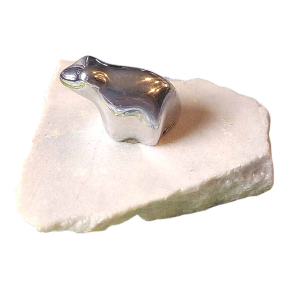 Hoselton Polished Aluminum Polar Bear Marble Canadian Arctic Bear Statue Signed